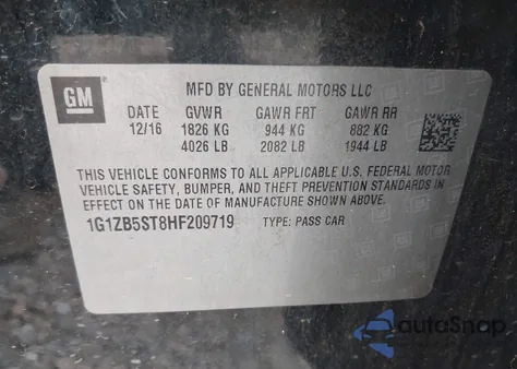 2017 Chevrolet Malibu Ls from USA, damaged, VIN 1G1ZB5ST8HF209719